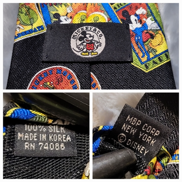 Vintage 90s Neck Tie Mickey Mouse Walt Disney 100% Silk - Picture 2 of 2